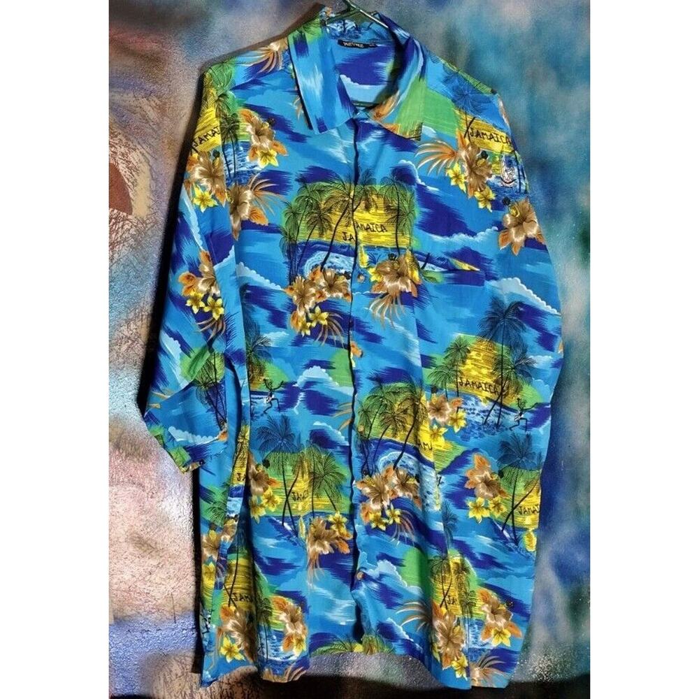 Revue Poly Jamaica Island Floral CAMP SHIRT Large 3XL